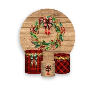 Imagem de Painel De Festa Redondo 1,50x1,50 + Trio De Capas Cilindro - Natal Efe