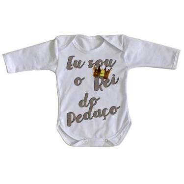 Imagem de body nenê criança roupa bebê manga longa Eu sou o rei do pedaço - Empó