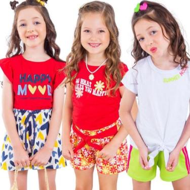 Imagem de Lote Kit 3 Conjuntos Infantil Menina de Verão Premium Barato - Duduka,