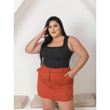 Imagem de Shorts Saia Feminino Em Alfaiataria Plus Size - luh may, M, Laranja