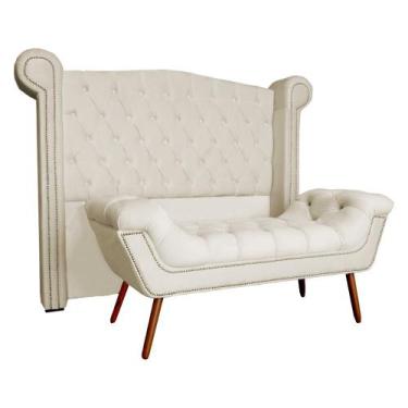 Imagem de Cabeceira E Recamier Ruby Para Cama Box King Size 195 Cm - Suede - Sv 