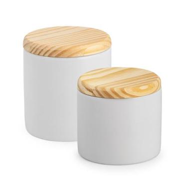 Imagem de Kit banheiro porcelana porta cotonete e algodão jogo de pote - Loja Bo