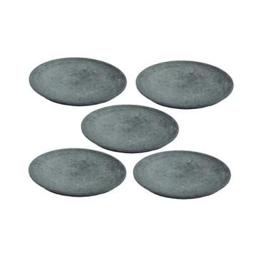 Imagem de Kit 5 Pratos Raso Redondo Pedra Sabão Sobremesa e Bolos 18cm - Industr