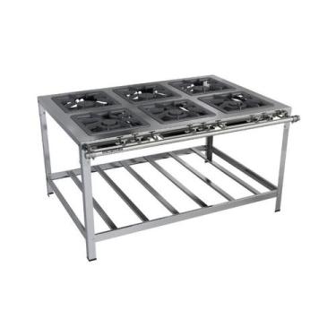Imagem de Fogão Industrial 6 Bocas 40x40 Aço Inox Metalmaq, Gás de Botijão (GLP)