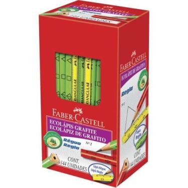 Imagem de Lápis Preto Triangular Ecolápis Régua Sortidos - Caixa com 144 - Faber