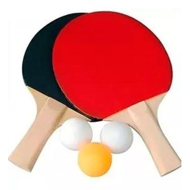 Imagem de Kit Ping Pong Tênis De Mesa Com 2 Raquetes + 3 Bolinhas - FU XING - Di
