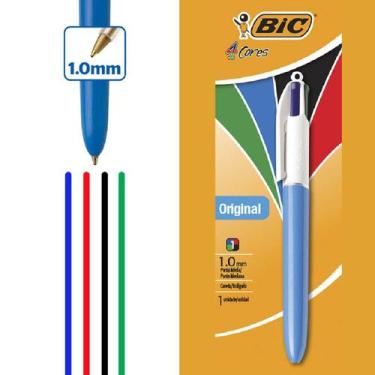 Imagem de Caneta Bic Esferográfica Original Retrátil 4 Cores Clássicas Corpo Azu