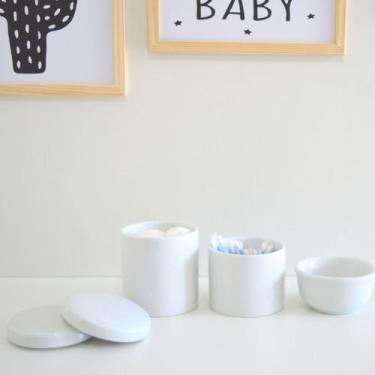 Imagem de Kit Higiene K017 Bebê Porcelanas Cuidado Algodão Cotonete Multi Uso - 