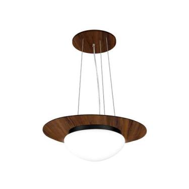 Imagem de Pendente de Madeira Saturno Vidro Oval 45 cm Imbuia/Preto - Madeluz