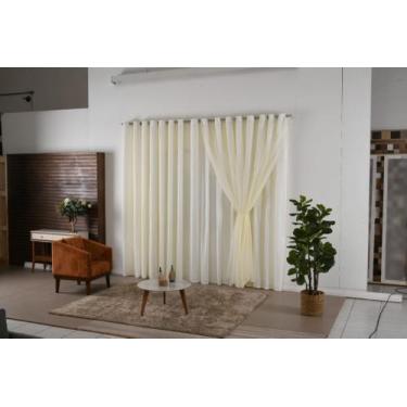 Imagem de Cortina 5 Metros Para Quarto e Sala Tecido Microfibra Com Voil Palha -