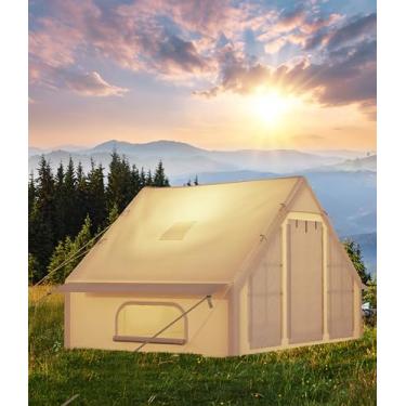 Imagem de VerisShade Barraca de acampamento inflável com bomba, barraca de acampamento de luxo, fácil de montar, gazebos externos à prova d'água e à prova de vento para 4 estações, barraca de luxo com duas