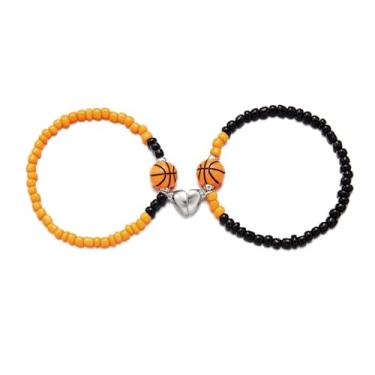 Imagem de Pulseiras esportivas combinando com bolas para homens e mulheres, pulseiras elásticas de futebol, tênis, basquete, voleibol, futebol, esportes, acessórios para o dia do jogo, para casais melhores