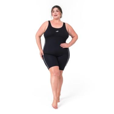 Imagem de Macaquinho Plus Size Helanca Com Viés para Natação e Hidro, Feminino, Hammerhead, Preto/Branco, Tam 52
