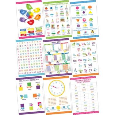 Imagem de BARKER CREEK Conjunto de 9 pôsteres, aprendizagem precoce, 9 pôsteres apresentando conceitos essenciais para jovens aprendizes, artes da língua, matemática, arte, hora de contar, escritório, casa e