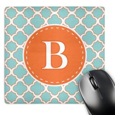 Imagem de Mouse pad com acabamento fosco "letra B monograma laranja e azul Quatrefoil padrão 3D - 20,32 x 20,32 cm - mp_210603_1