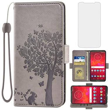 Imagem de Asuwish Capa tipo carteira compatível com Moto Z3 / Z3 Play e protetor de tela de vidro temperado com alça de pulso flip suporte para cartão capa para celular Motorola MotoZ3 Z 3 3Z Z3play feminino