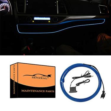 Imagem de Senzeal Luz de tira LED para carro de 1 M/39 polegadas, painel neon lacuna corda tira de luz decoração interior atmosfera lâmpada de fio brilhante PVC para Toyota Highlander 2014 2015 2016 2017 2018 2019 Azul