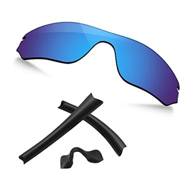 Imagem de TRUSHELL Lentes de reposição polarizadas | Kits de borracha para óculos de sol Oakley Radar Edge OO9184, Kits de borracha preta + azul oceano - polarizado, Radar Edge