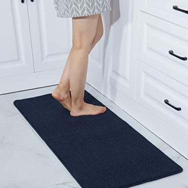 Imagem de COSY HOMEER Tapetes de cozinha 50 x 122 cm feitos de 100% polipropileno tira TPR suporte macio tapete de cozinha especializado em antiderrapante e lavável na máquina, para cozinha, piso casa, escritório, pia, lavanderia, azul marinho