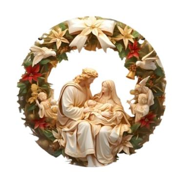 Imagem de shamjina Enfeite de Presépio de Natal Nascimento de Jesus Enfeite de Parede Árvore de Natal Cristão Enfeite Pendurado para Família Amigos Feriado