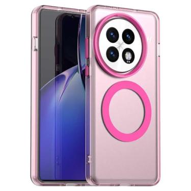 Imagem de Pzwoxukhov Capa compatível com OnePlus 13, suporta carregamento sem fio, capa magnética à prova de choque, compatível com OnePlus 13 capa vermelha