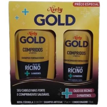 Imagem de Shampoo e Condicionador Niely Gold Compridos + Fortes Óleo de Rícino +