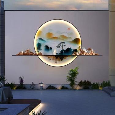 Imagem de Contemporâneo Ao Ar Livre Lâmpadas De Parede À Prova D 'Água Paisagem Chinesa Mural Criativo Elétrico Varanda Corredor Pátio Vila Jardim Comunidade LED Decoração Lâmpada De Parede (C L120CM elétrica)