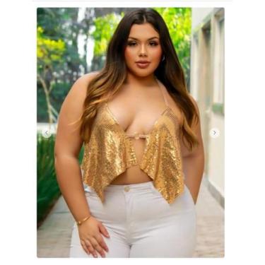 Imagem de Cropped Paête Brilhante Lantejoulas - JZ FASHION, Dourado, UN
