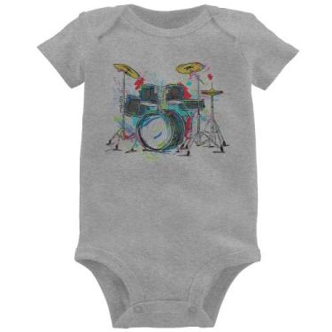 Imagem de Body Bebê Bateria Arte - Foca na Moda, Cinza, M