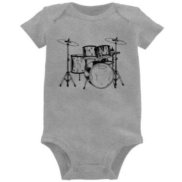 Imagem de Body Bebê Bateria Música - Foca na Moda, Cinza, M