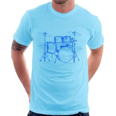 Imagem de Camiseta Bateria Música (azul) - Foca na Moda, Azul bebê, M