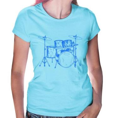 Imagem de Baby Look Bateria Música (azul) - Foca na Moda, Azul bebê, M