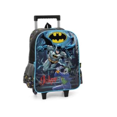 Imagem de Mochila De Carrinho Escolar Infantil Batman Premium Luxcel, Preto