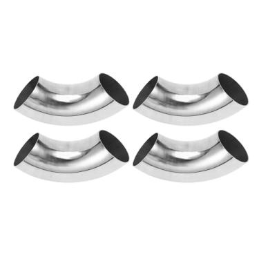 Imagem de Motoforti 4 peças 90 graus mandril curva cotovelo carro modificado tubo de escape tubulação 6.3 cm espessura OD 1,0 mm/19GA 63x195x1,0 mm aço inoxidável 304 tom prata