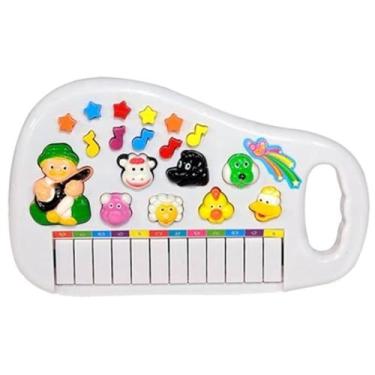 Imagem de Teclado Musical Infantil com Sons de Animais da Fazenda, Piano Educativo com 11 Teclas, Brinquedo Musical