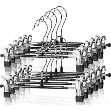 Imagem de Pacote com 20 cabides para calças, cabides de saia com clipes, capa de borracha, cabides de metal para calças, clipes ajustáveis, cabides de saia para calças resistentes, ultrafinos, economizando
