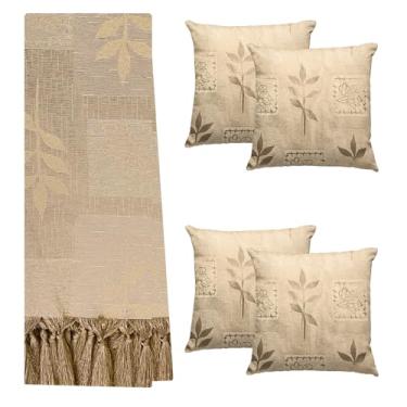 Imagem de Jogo Manta Xale para Sofá Artesanal com Franjas 2,80 x 2,00 com 4 Capas de almofadas (PATCHWORK 20 COBRE)