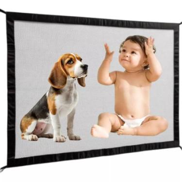 Imagem de Tela Proteção Portão Cães Raça Pequena Protect Pet 90 X 70cm Malha Pro