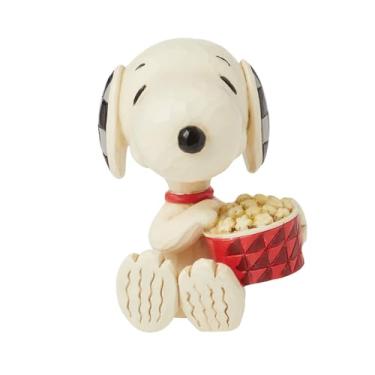 Imagem de Enesco Peanuts by Jim Shore Collection Snoopy Enjoying Popcorn Estatueta em miniatura - Estatueta em miniatura de resina de pedra feita à mão pintada à mão Peanuts mini estatuetas Snoopy para