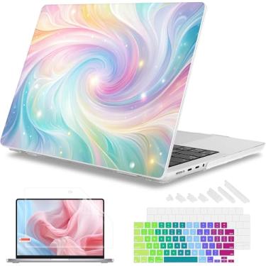 Imagem de Mektron Capa para MacBook Pro de 14 polegadas M5 2025 A3434 serve para 2024-2021 M4 A3112 A3401 A3185 M3 A2918 A2992 M2 A2779 M1 A2442 Pro/Max, plástico impresso rígido Capa de laptop Shell, cores