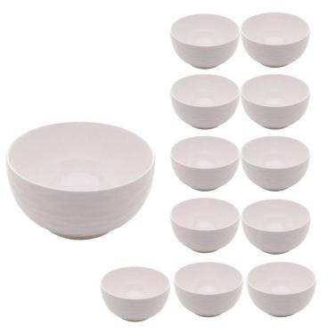 Imagem de Jogo 12 Bowl De Porcelana Tigela Cumbuca Cor Branco New Bone Lagos Lyor 11,5cm