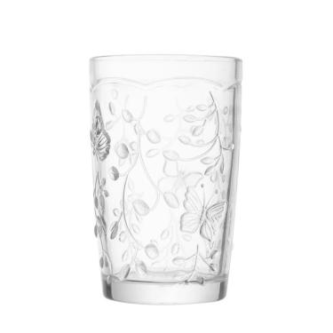 Imagem de Jogo 2 Copo De Vidro New Butterfly Borboleta Flores Cristal Ecológico 330ml Lyor