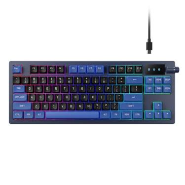 Imagem de GAMDIAS Teclado mecânico Hermes E7 com fio 75% RGB, botão de controle de volume, interruptor vermelho linear de troca a quente, RGB retroiluminado com teclas PBT, anti-ghosting com N-Key Rollover