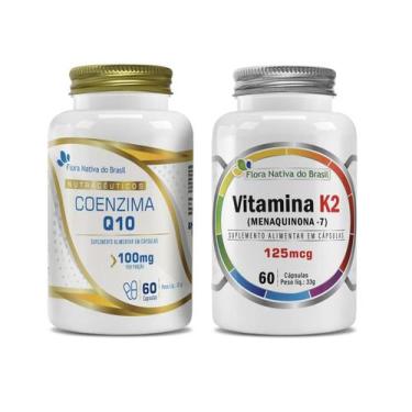 Imagem de Kit de Suplementos CoenzimaQ10, Vitamina K2 mk 7 60 cápsulas Flora Nat