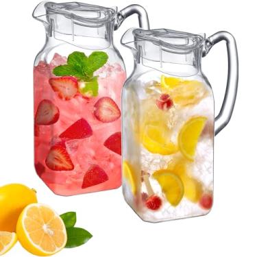 Imagem de Amazing Abby - Quadly - Pacote com 2 jarras de acrílico (1,8 g), jarra de água de plástico transparente com tampa, jarro de geladeira, livre de BPA, à prova de quebra, ótimo para chá gelado, sangria,