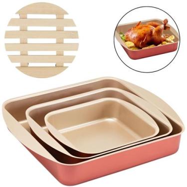 Imagem de Jogo Forma Quadrada 03 Peças Antiaderentes + Descanso Panela - Marcola