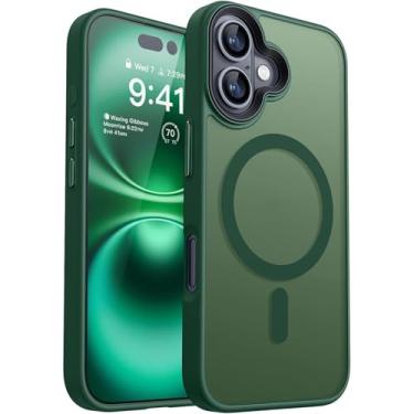 Imagem de Armor Case para iPhone 16 15 14 Matte Transparent Hybrid Hard Cover (para iPhone 16E/Preto Verde)