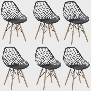 Imagem de Kit com 6 Cadeiras Cloe Base Madeira Preto