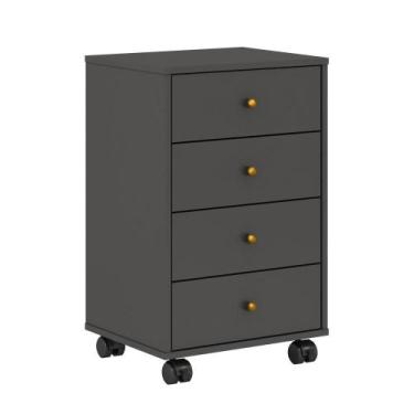 Imagem de Mesa de Cabeceira 4 Gavetas James Amendola Grafito - CasaH