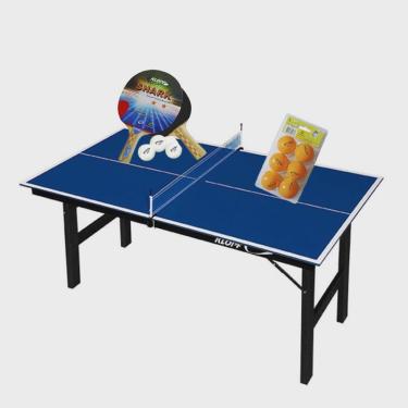Imagem de Mini mesa ping pong Júnior mdp 12mm 1003 klopf + Kit 5055 + Kit 6 Bolinhas Laranja